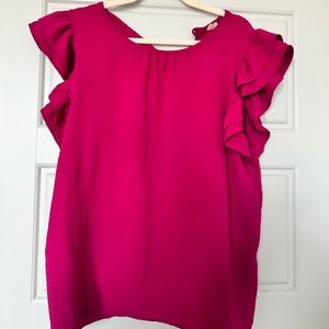 Pink Ruffle Sleeve Top